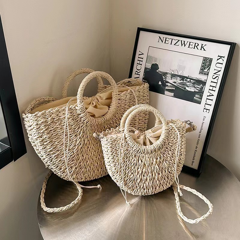 Straw woven bag new fashion women's shoulder bag handbag beach vacation bag, autumn new designer bag, design women's crossbody bag