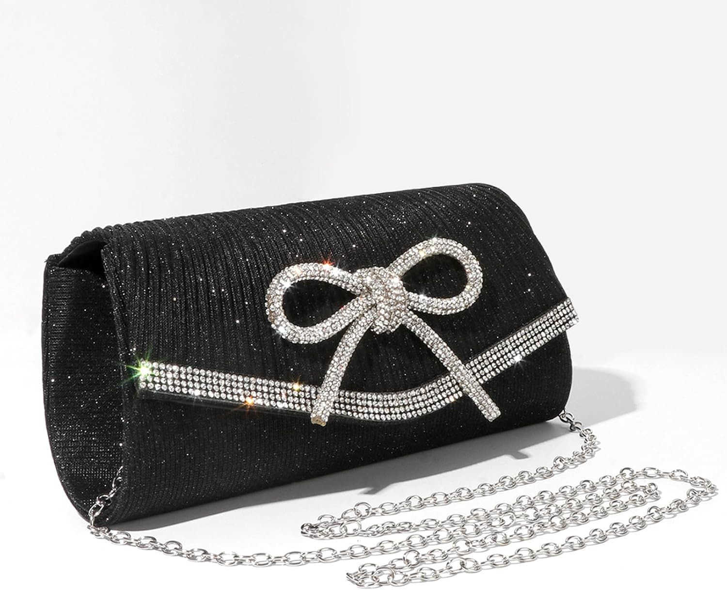 Glitter Clutch Purses for Women Elegant Bow Evening Bag Dressy Wedding Cocktail Party Prom Rhinestone Purse Z25909