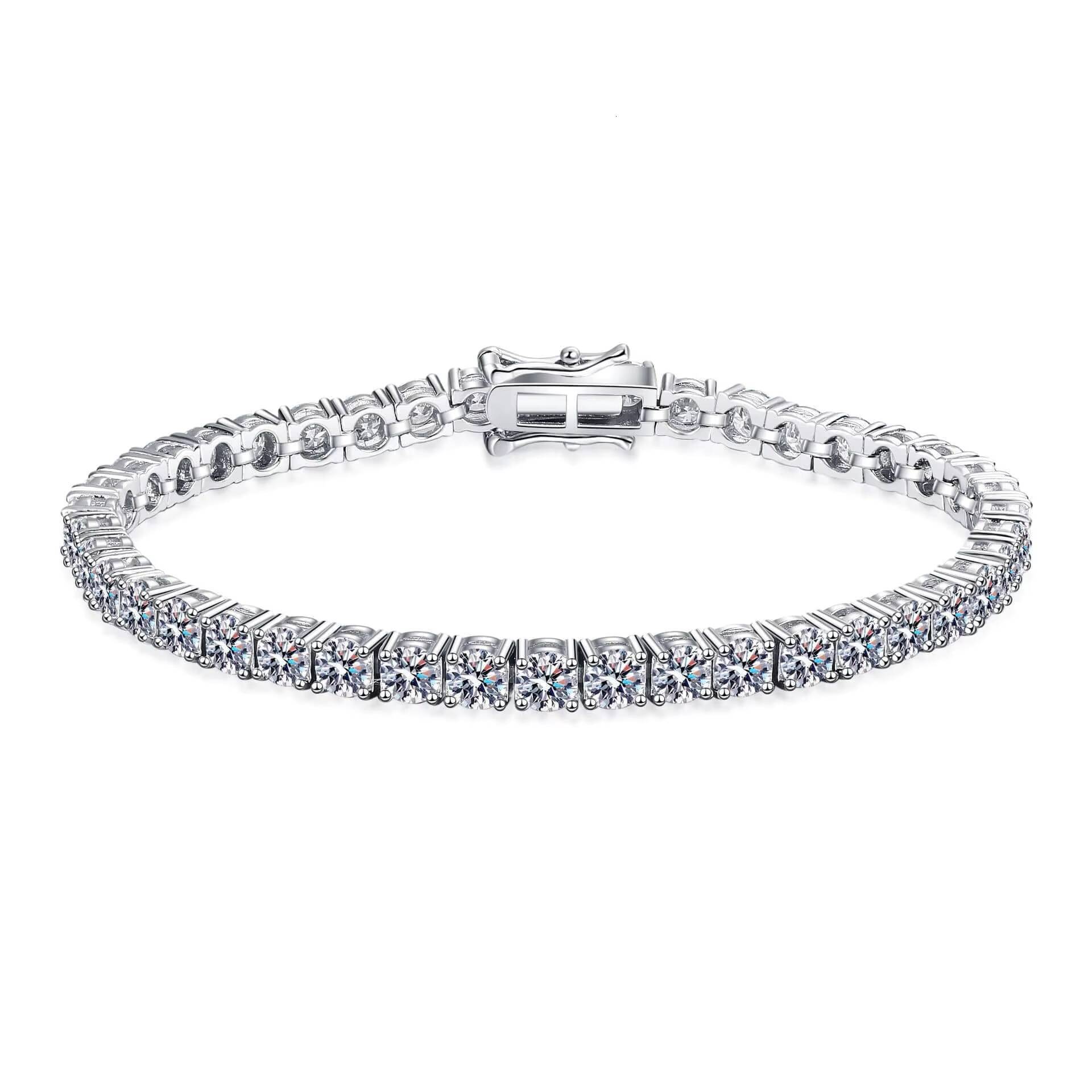 Decoral Wholesale VVS 3mm5mm Moissanite Iced Out Tennis Bracelet 925 Sterling Silver Sparkling Moissanite Tennis Bracelet Chain