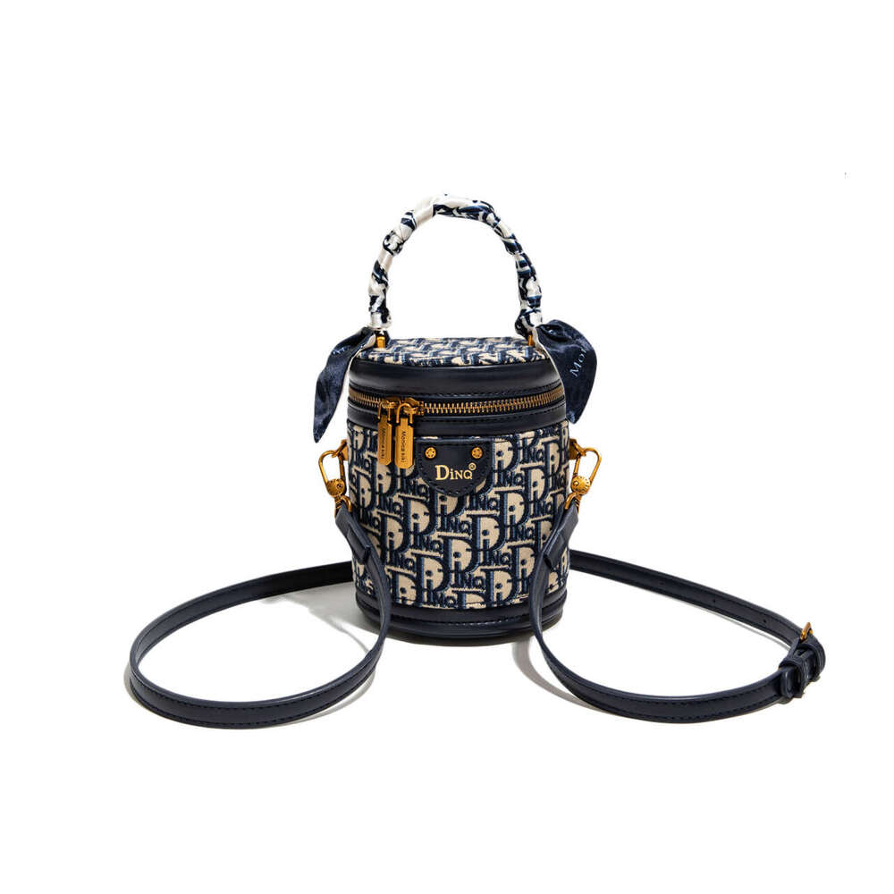 Chic Jacquard Monica Embroidery Handbag Versatile Pen Holder Scarf Single Shoulder Crossbody Bucket Bag For Women
