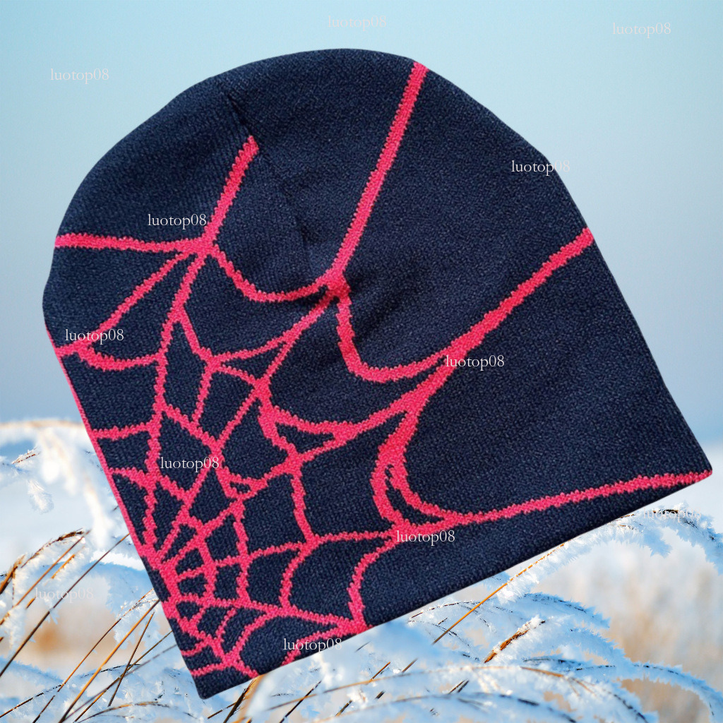 fashion designer 2025 new spider mesh jacquard autumn winter coldproof warm knitted hat unisex trendy luxurious casual hat