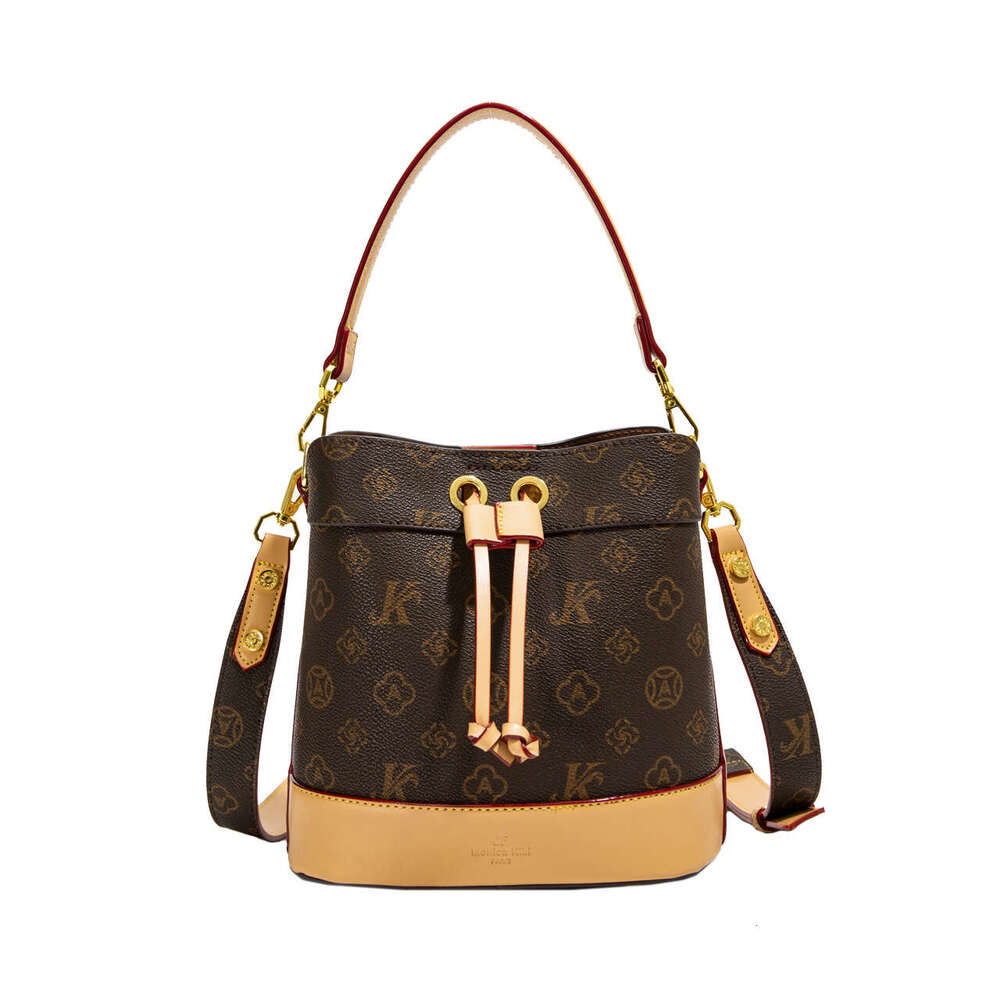 Large Monica Chic Capacity Color-Block Vintage Bucket Bag For Women With A Sense Of Sophistication