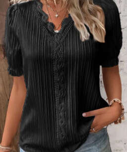 Summer Fashion Hollow Short Sleeve Women's Shirt 2025 New Elegant and Distinctive Clothing