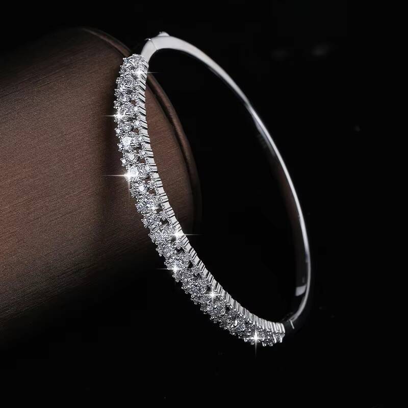 925 Sterling Silver VVS D Color GRA Full Moissanite Bracelet Women Fine Jewelry Bangles for Engagement Wedding Jewelry