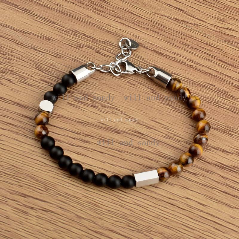Tiger Eye Turquoise Natural Stone Beaded Bracelet for Men Women Designer Bracelet Stainless Steel Chain Buckle Wristband Cuff Fashion Jewelry