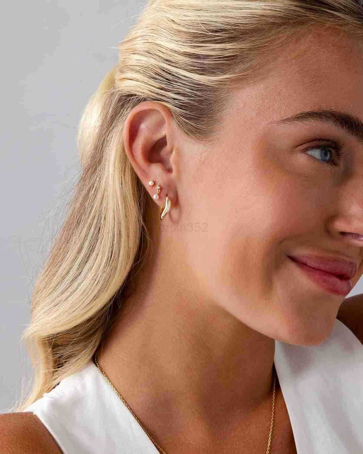 14K Gold Plated Sterling Silver Posts Mini Stud Flat Back Earrings for Women Helix Cartilage Piercing Jewelry Dainty Pearl Star Cluster Cubic Zirconia