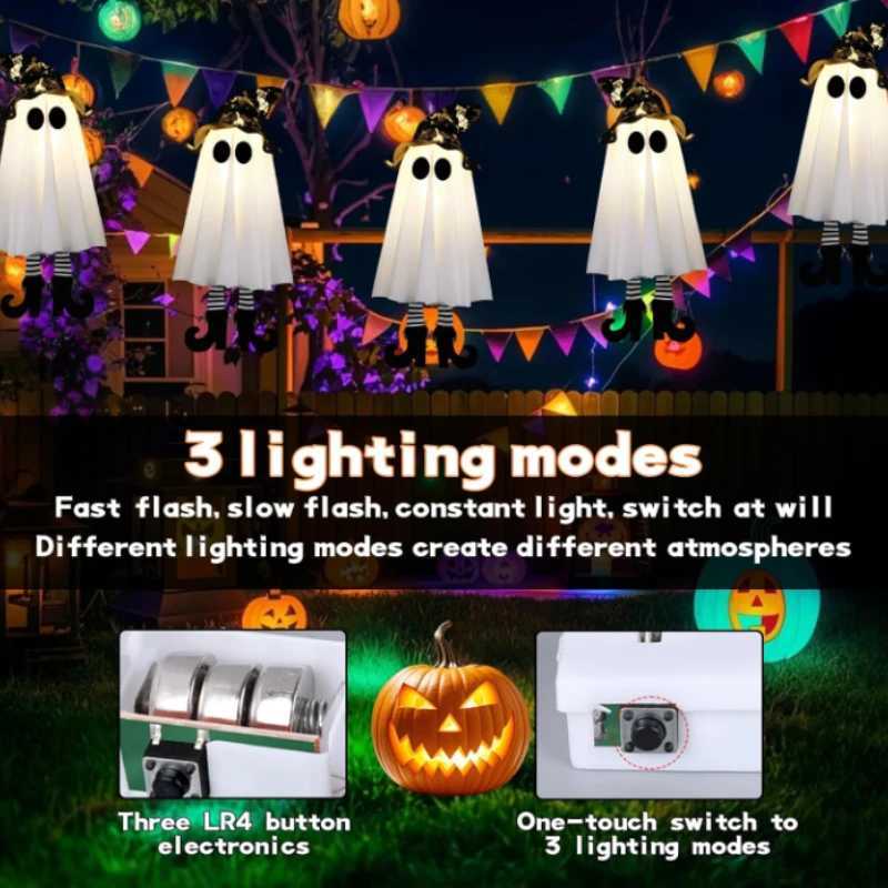 13pcs Halloween LED Light Up Witch Ghost Hanging Horror Ornaments Lamp for Home Outdoor Yard Halloween Party Decoration Gifts H250908