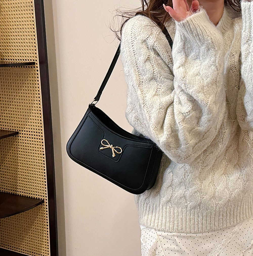 Small Shoulder Bag For WomenBow Shoulder Handbags Trendy Y2k PU Leather Purses Z250909