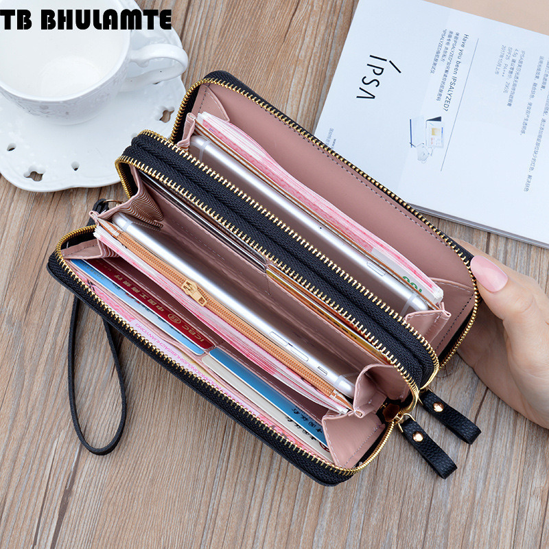 TB BHULAMTE Designer Luxury Bag Wallet New Women's Wallet Long Double Zipper Clutch Fashion Plaid Large Capacity Double Layer Wallet Coin Phone B