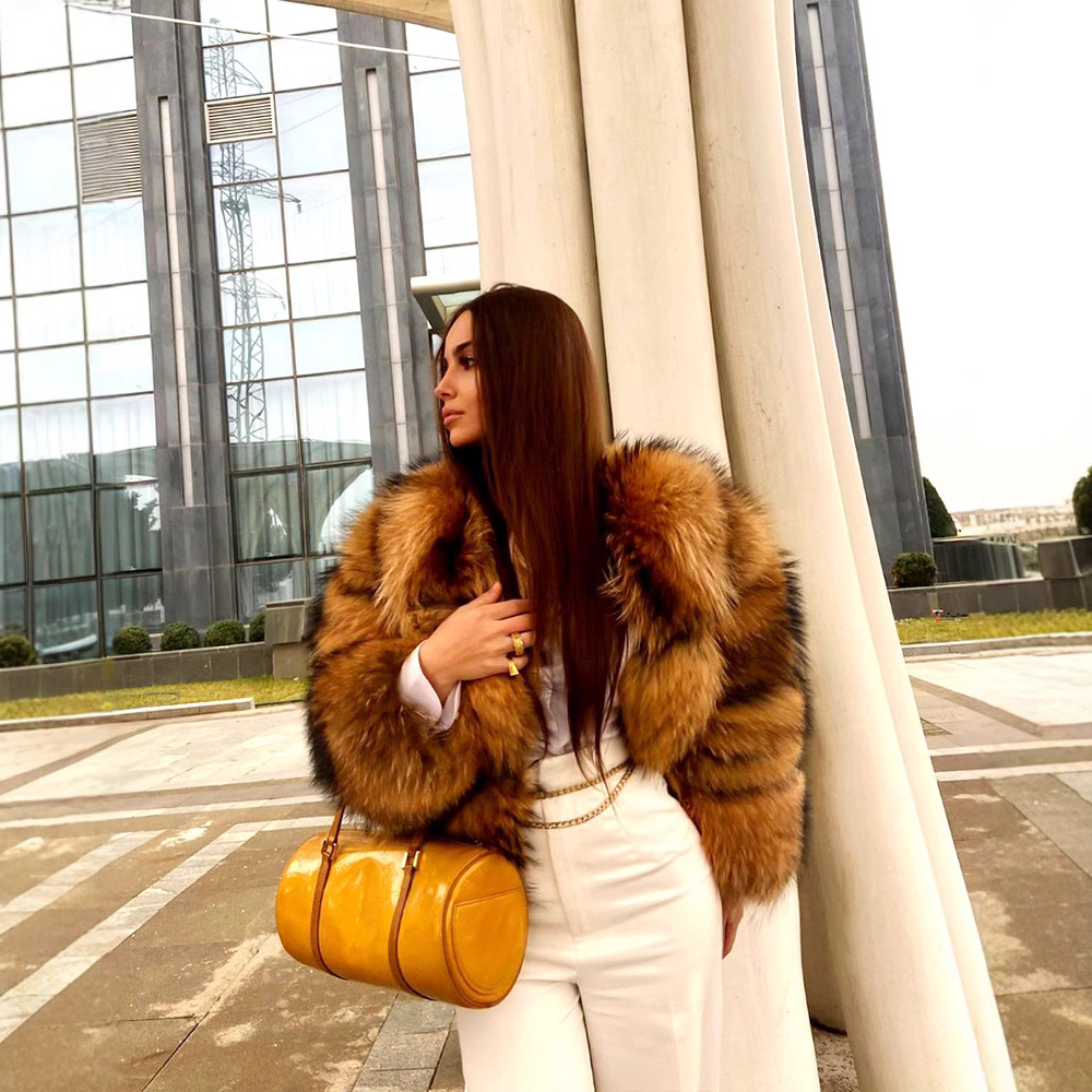 MAOMAOKONG Super Hot Winter Women Luxury Thick Real Raccoon Fur Coat Natural Fox Fur Jacket Plus Size Furry Jackets Female Vest