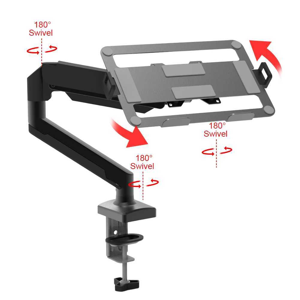 Aluminum Desktop Mount Fully Adjustable Laptop Desk Mount 29kg Gas Spring Up To 173 Inch Laptop Tray Desktop Stand ClampXJ250909