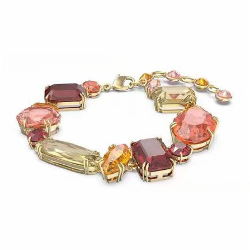 Women's Gradient Crystal Beads Pendant Necklace - Candy Color Shift Design