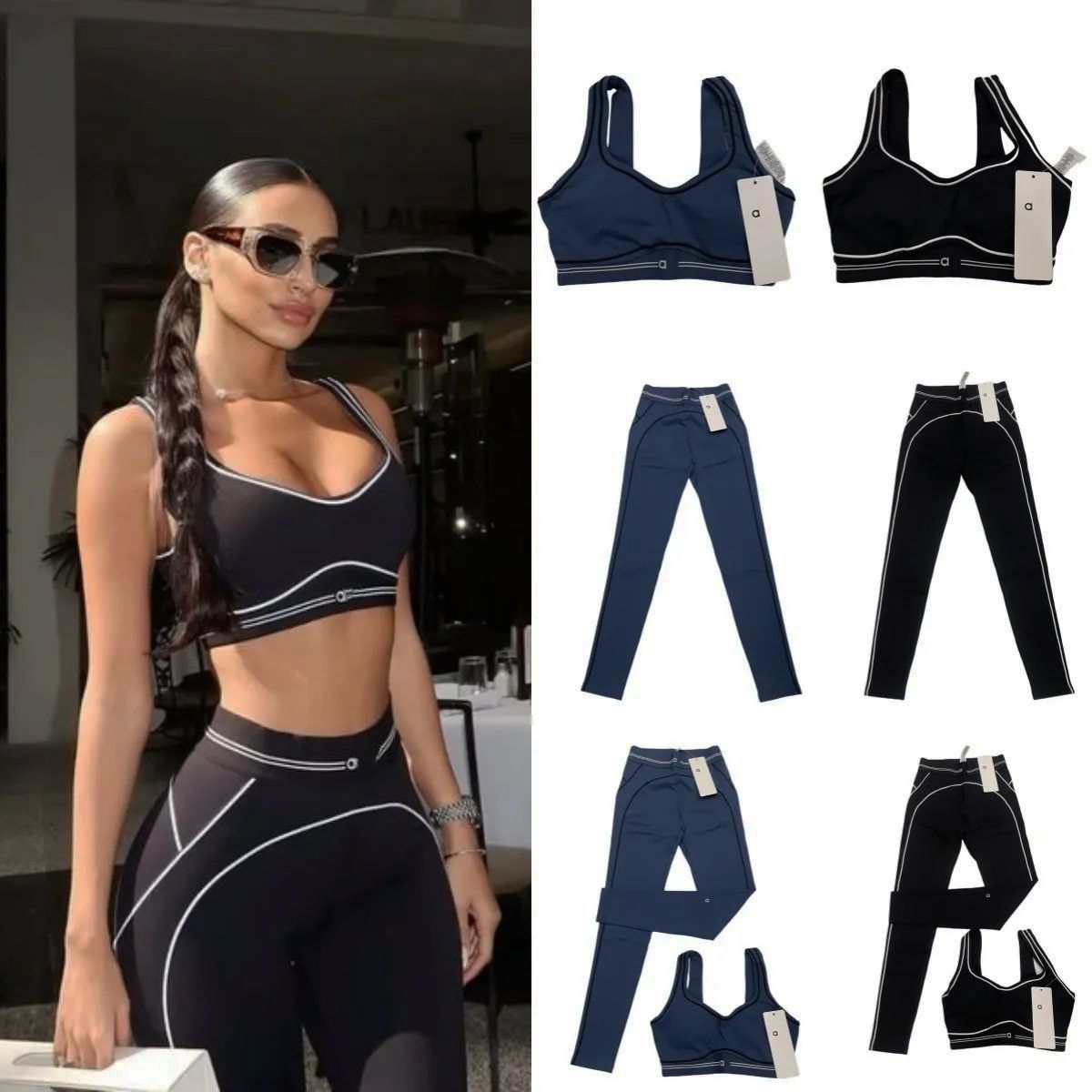 high Quality Women luxury Yoga Suits And Sets top Sports Heart Throb Legging+Shorts White-Striped fashion Workout Quick-Drying women clothes Sets