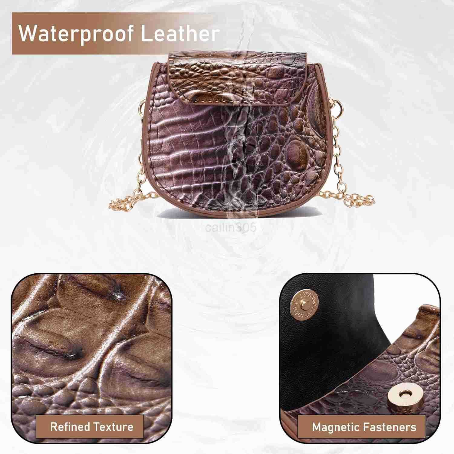 Crocodile Embossed Leather Clutch Tiny Compact Evening Bag for Women Stylish Accessory for Essentials Z25909