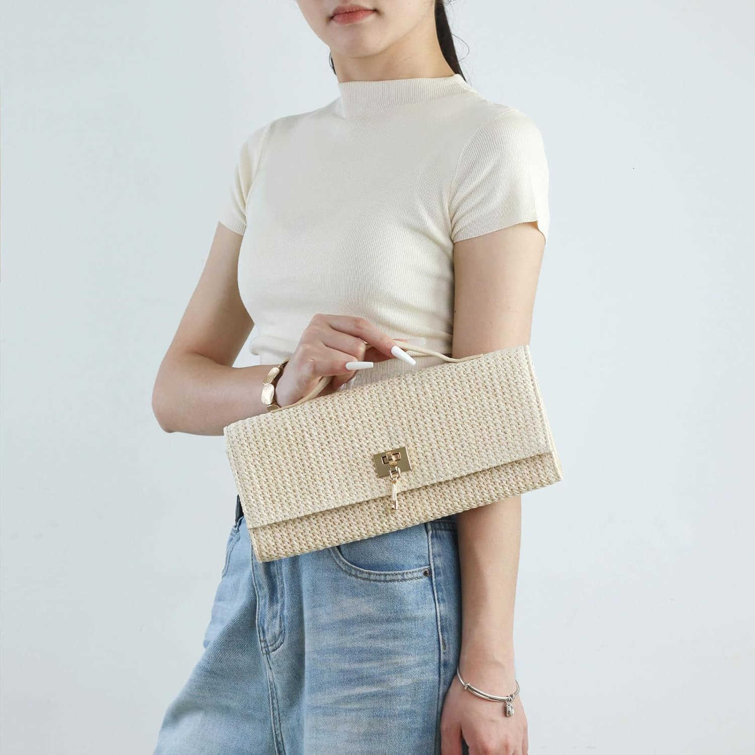 handle Purses for WomenWoven Evening Shoulder Handbag Formal Crossbody Purse Party Bag Z25909