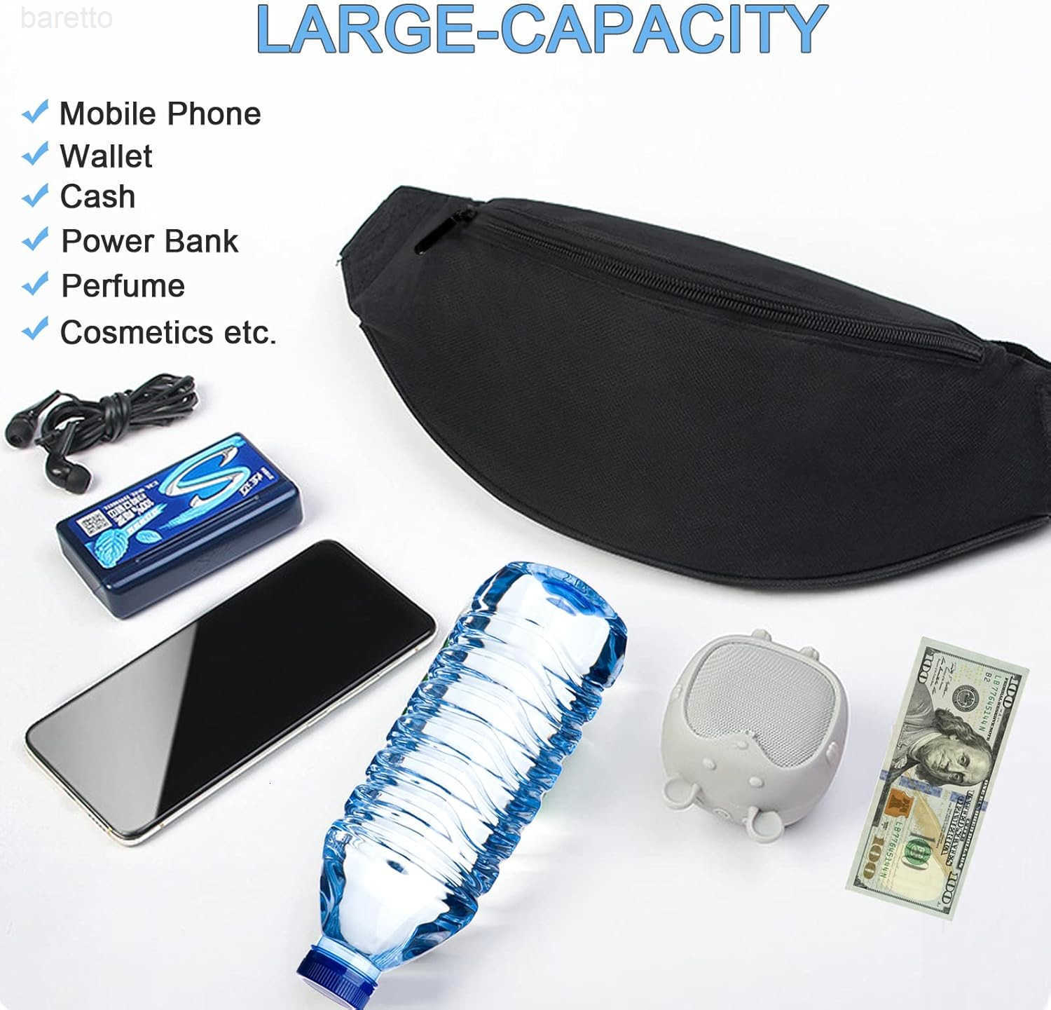 Crossbody Fanny Pack for MenWomenLarge Waist Bag Hip Bum Bag with Adjustable Strap for Outdoors Workout Traveling Casual Running Hiking Cycling Z25090