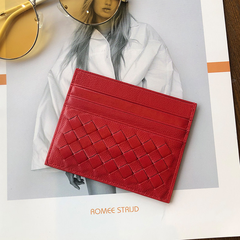 Luxury Brand Designer Bag Sheepskin Card Holder For Women, One-Piece Multi-Card Slot, 2022 New Woven Card Wallet, Ultra-Thin Card Sleeve, Compact, One