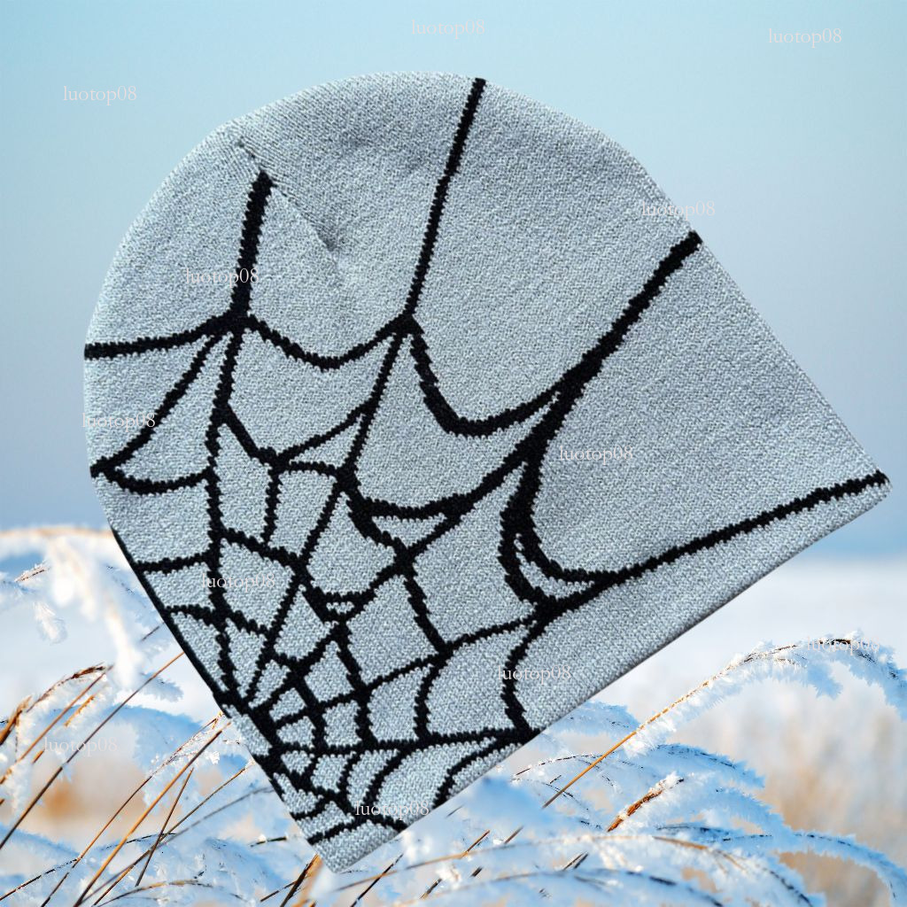 fashion designer 2025 new spider mesh jacquard autumn winter coldproof warm knitted hat unisex trendy luxurious casual hat