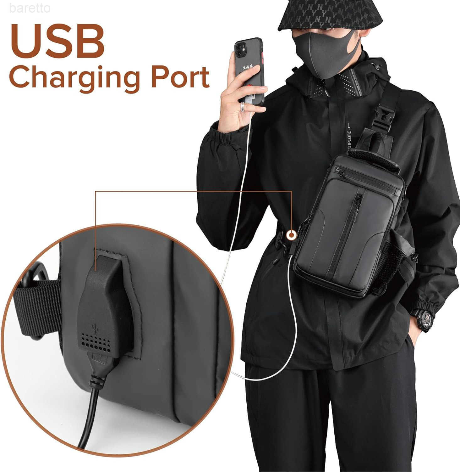 Theft Crossbody Backpack Shoulder Sling Bag Men Women One Strap Motorcycle Messenger Bag Daypack for Cycling Z250909