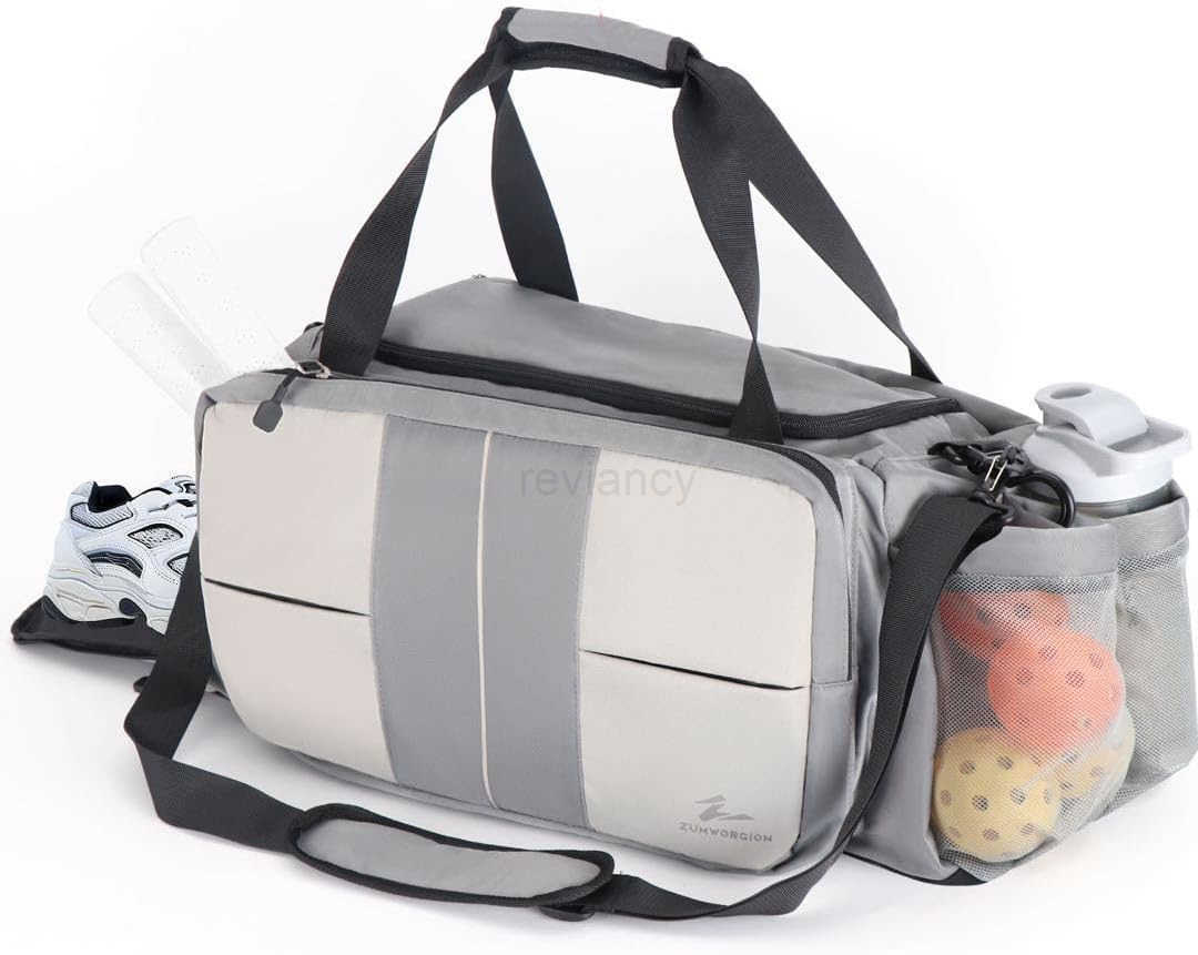 Pickleball Bag for Men Women 40L Duffle Bag with Thermal Paddle Pocket Shoe Compartment Fence Hooks Mesh Ball Holders WaterResistant Pickle Ball Bag f