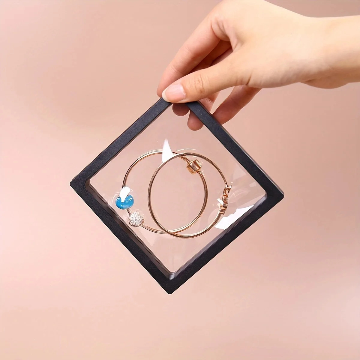 10pcsTransparent floating display box plastic film jewelry packaging box jewelry necklace ring and collectible storage box 250908