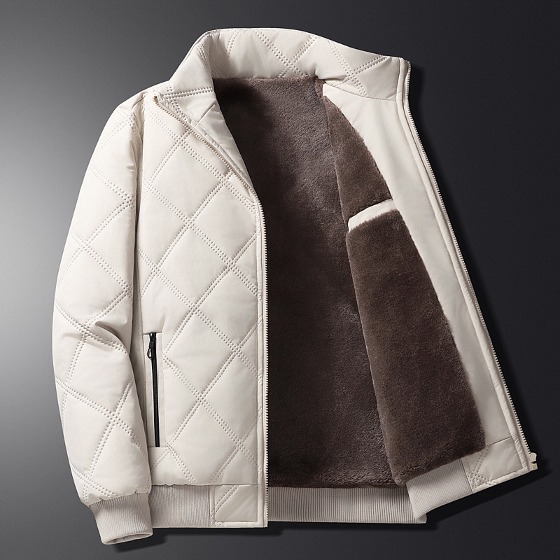 hot Designer free shipping Classic and comfortable cotton jacket new mens autumn and winter standing collar with plush insulation warm cotton jacket