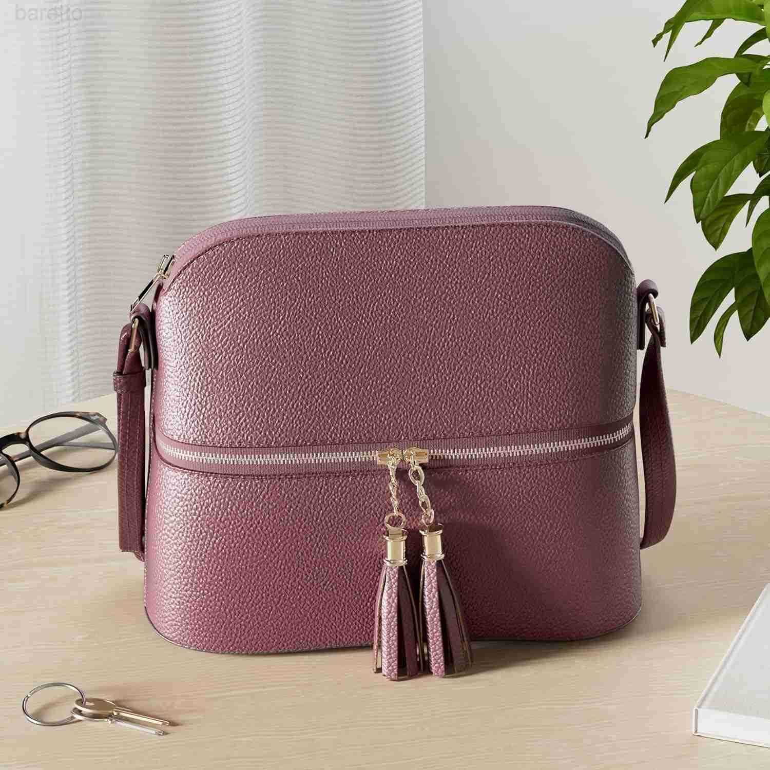 Lunar Lightweight Medium Dome Crossbody Bag Shoulder Bag with Tassel Zipper Pocket Adjustable Strap Z250909