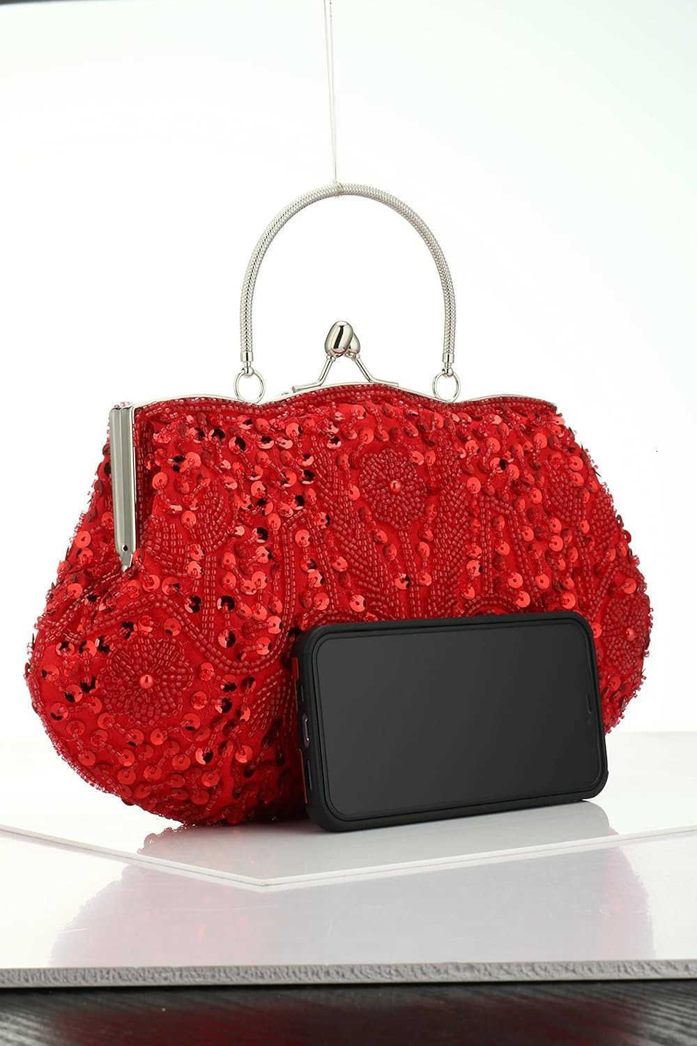 Beaded Sequin Flower Evening Purse Large Clutch Bag Z25909