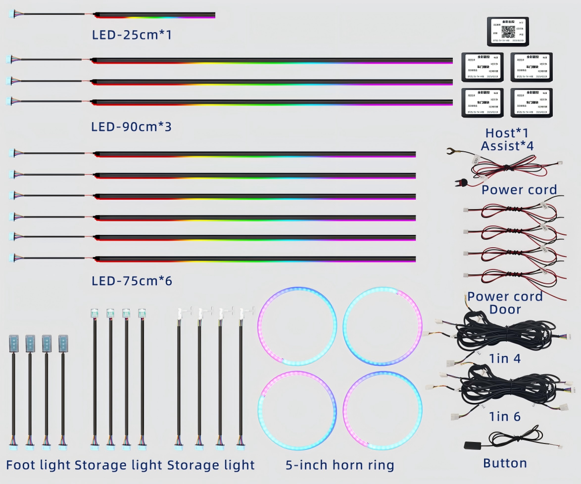 New Style Car Led Lamp 22 in 1/20 in 1/18 in 1 Interior Led Car Acrylic Ambient Light Kit Suitable for 98% of Cars