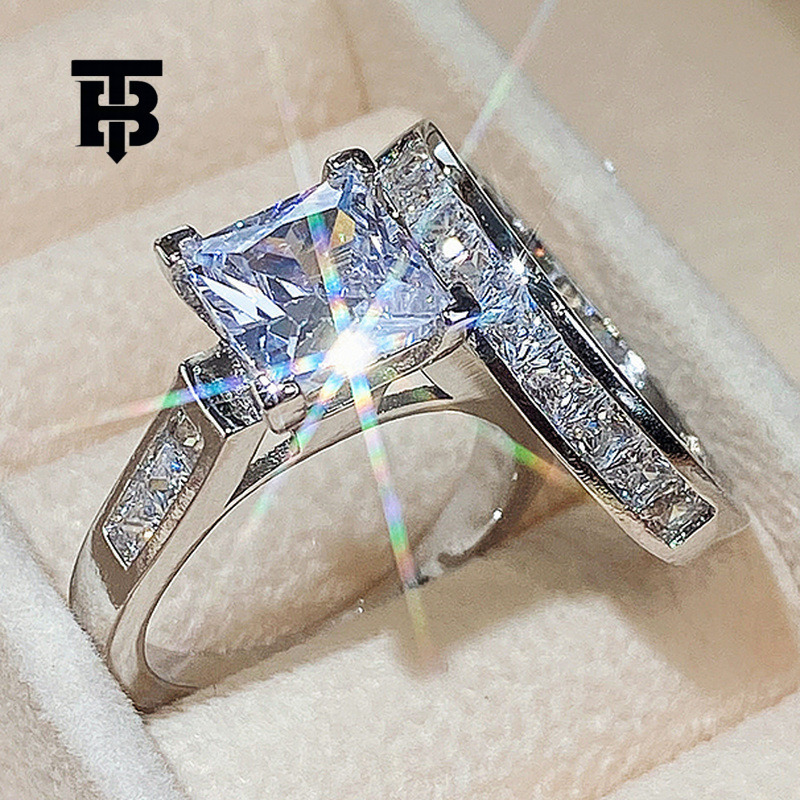 TB BHULAMTE Free Shipping New Designer Accessories Cao's Women's Square Zirconia Couple Ring Set Hot Selling Foreign Trade Ring Jewelry Wholesale
