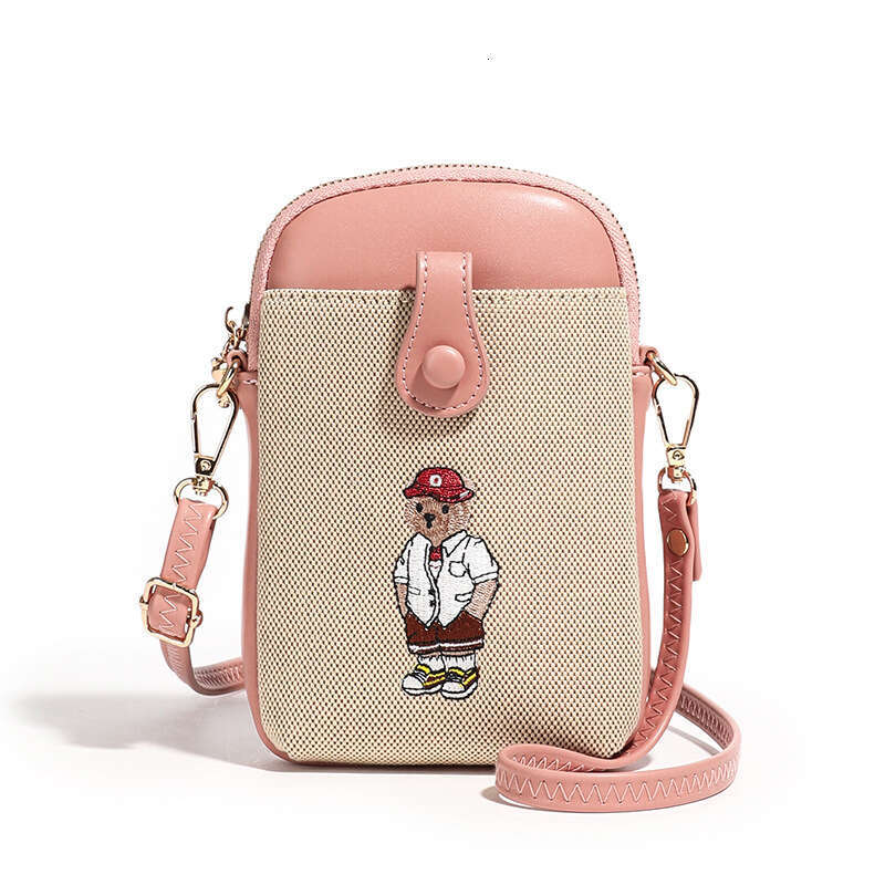 Butt Squatting Beibao Bear Canvas With PU Mini Shopping Casual Versatile Phone Bag For Women 2024 New Trend