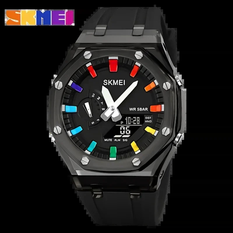 SKMEI 2100 Waterproof Men Watch Countdown Stopwatch Led Light Electronic Movement Wristwatch 5Alarm Clock 2 Time Digital Watches 250908