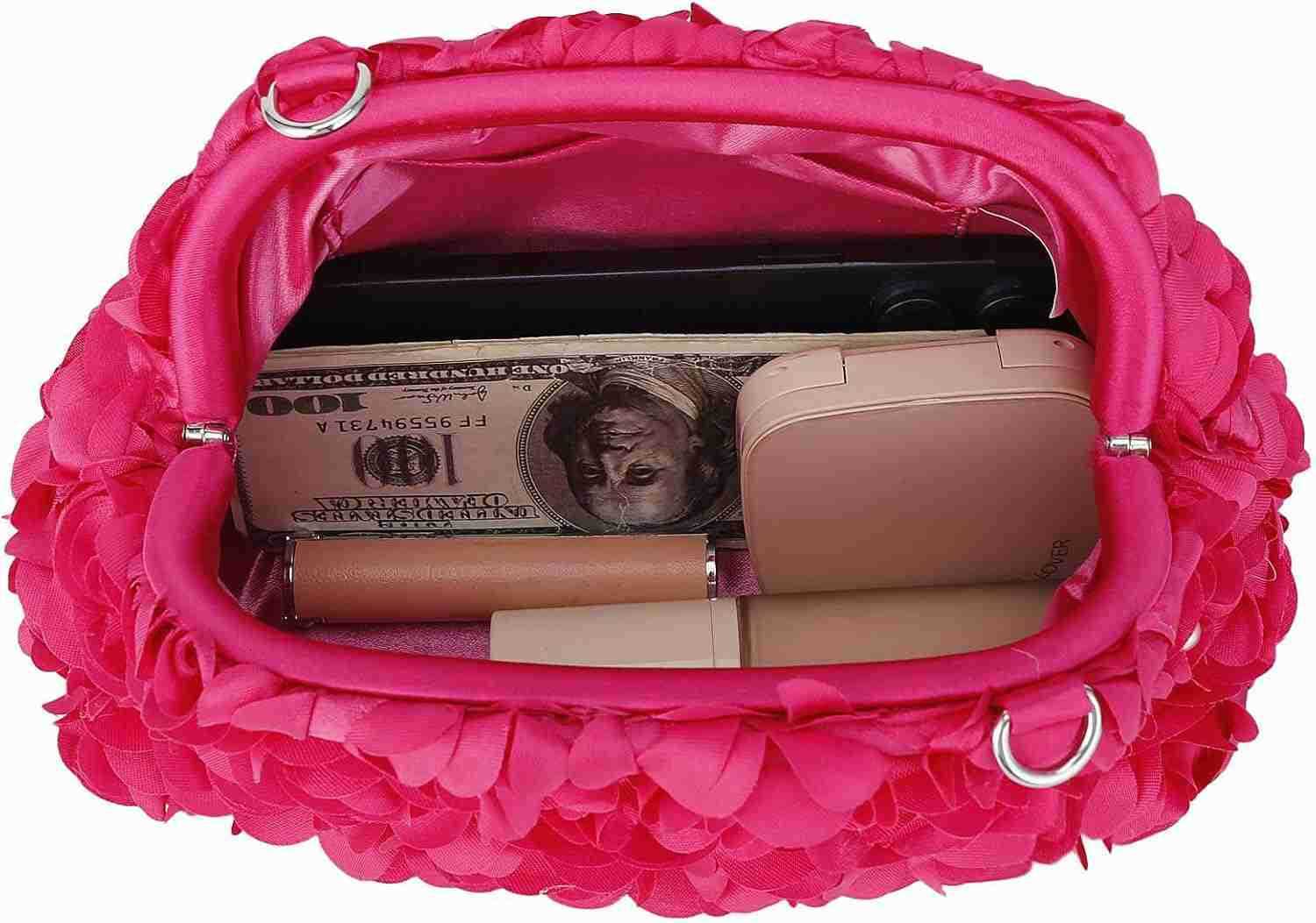 Floral Clutch Purses for Women Elegant Evening Purse Bridal Handbag Shoulder Bag with Detachable Chain Z25909