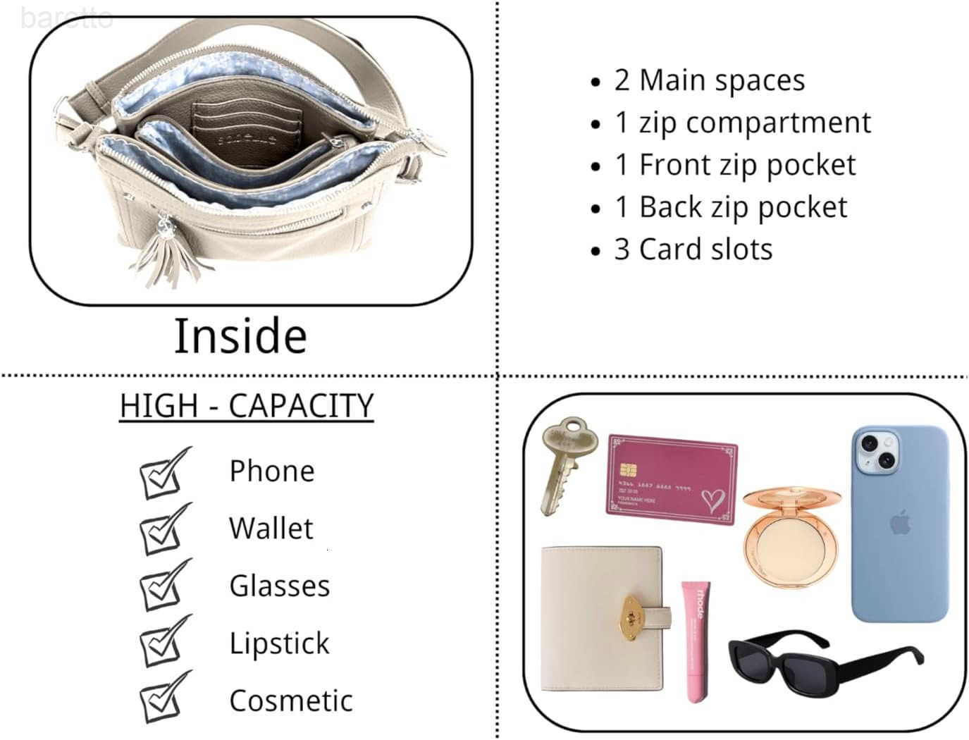 Multicompartment Functional Women Travel Crossbody with Comfortable Shoulder Strap Z250909