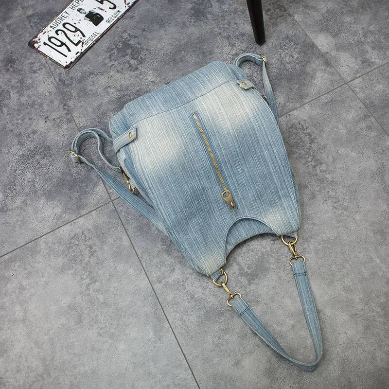2025 new collection Retro Style Denim Women's Backpack Casual Travel Bag Blue Women's Shoulder Bag Autumn New Designer Bag Women's Hand