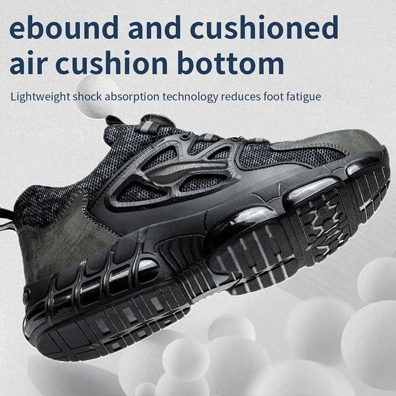 Rotating Button Safety Shoes Men Air Cushion Work Shoes Steel Toe Sneaker Man Puncture Proof Work Safety Boots Protective Shoes L250908