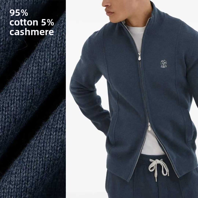 Designer Sweaters for Men Stand-up Collar Medium Thick Warm Knit Cardigan BR1289