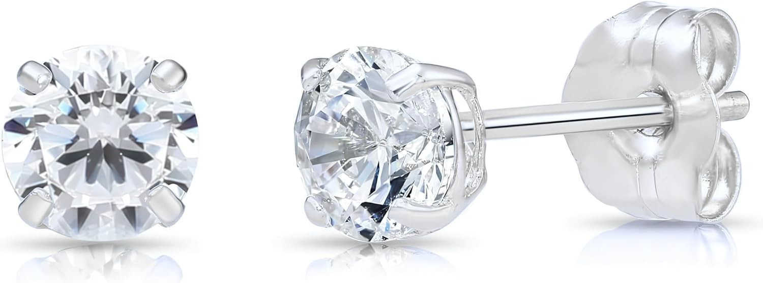 Steel Diamond Stud Earrings for Women Men 1ct Round Cut Simulated Small Diamond Earrings Cubic Zirconia Push Back Earrings Y260117