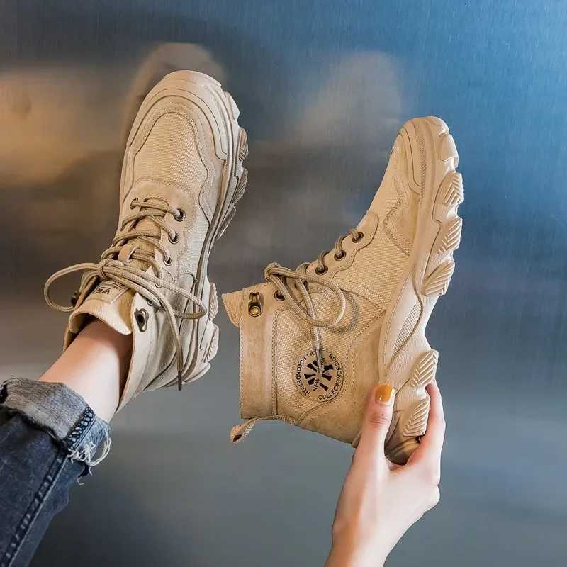 High top fashion sports boots womens walking casual shoes Spring and Autumn British fashion womens short boots hiking shoes W250909