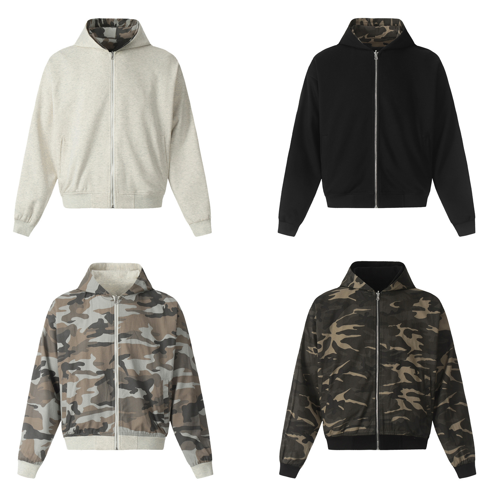 Y2K American Camouflage Double-sided Plush Hood Jacket Men Women Street Coat Hip Hop Baseball Uniform Couple Casual Hoodie 250206
