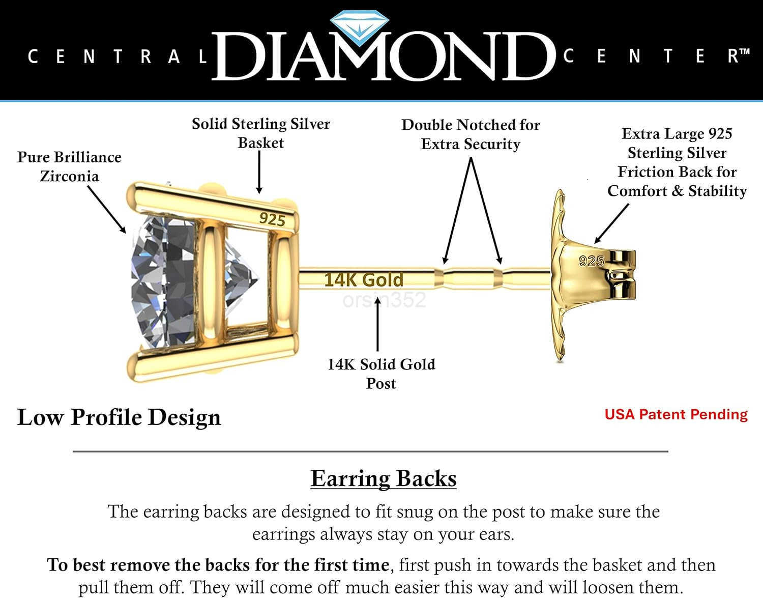 14K Solid Gold Post Silver Simulated Diamond Stud Earringscubic zirconia earrings studs 30ct to 800ctW250909