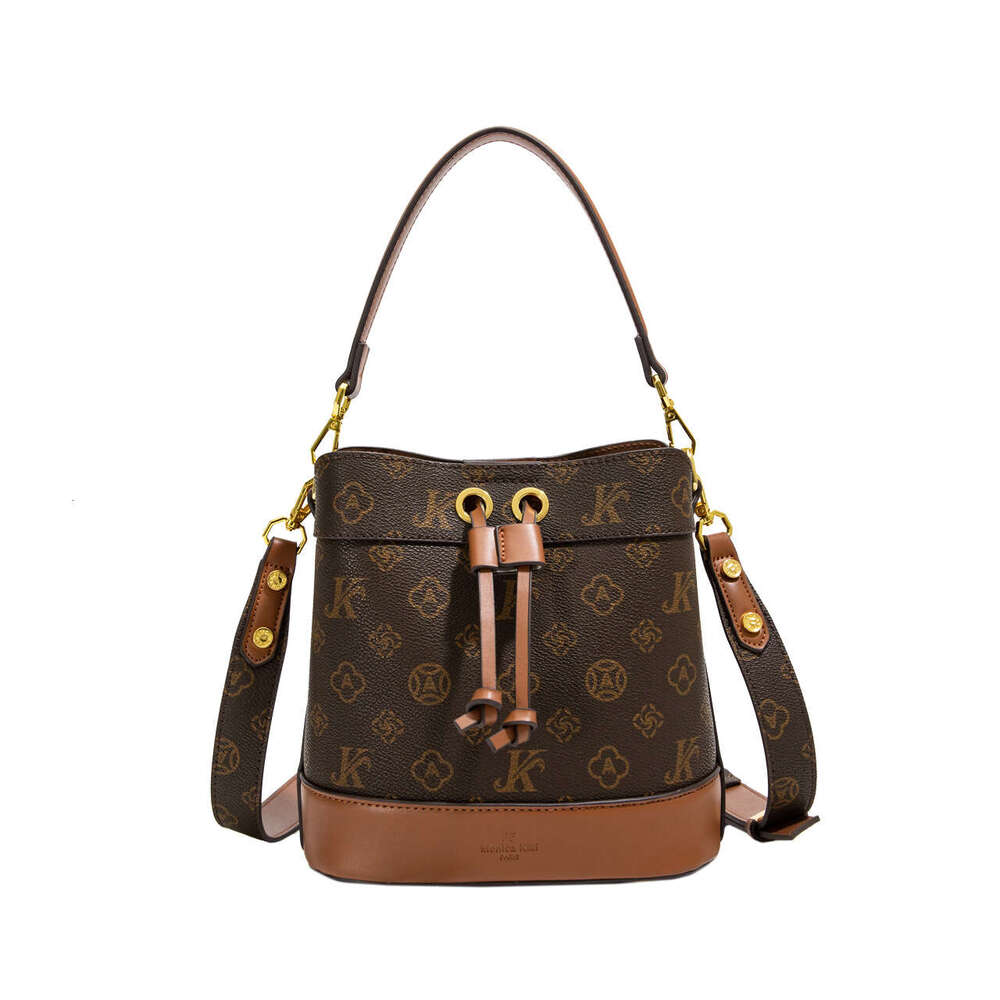 Large Monica Chic Capacity Color-Block Vintage Bucket Bag For Women With A Sense Of Sophistication