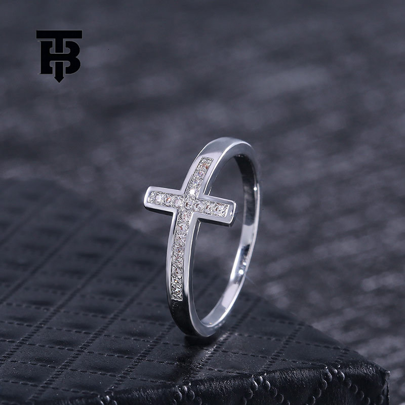 TB BHULAMTE Free Shipping New Designer Accessories Wish New Fashion Personality Micro Inlaid Zircon Cross Women's Ring Jewelry