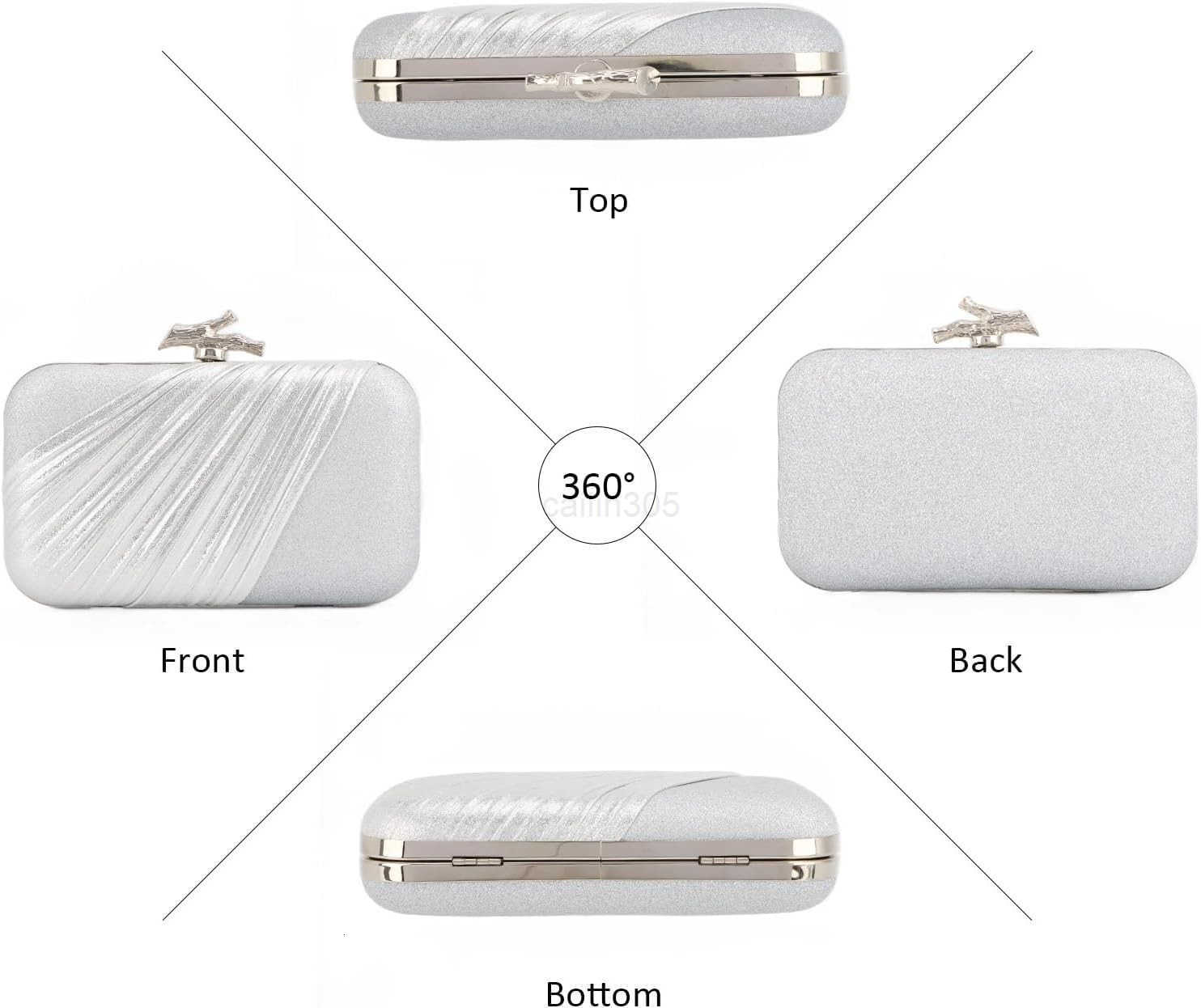 Clutch Purses for Women Evening Bag Pleated Satin Formal Handbag Sparkling Shoulder Crossbody Bag Z25909
