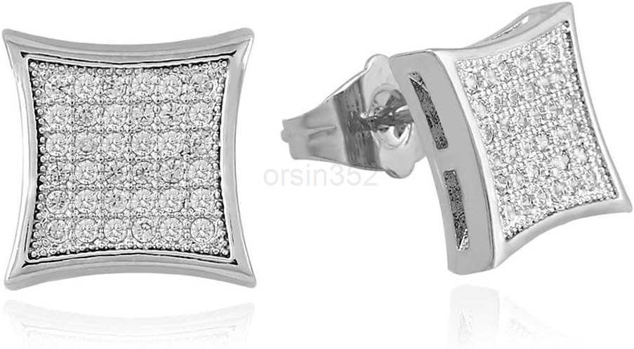 Gold Silver 11mm Square CZ Stud Earrings of Mens aretes para hombre Y260117