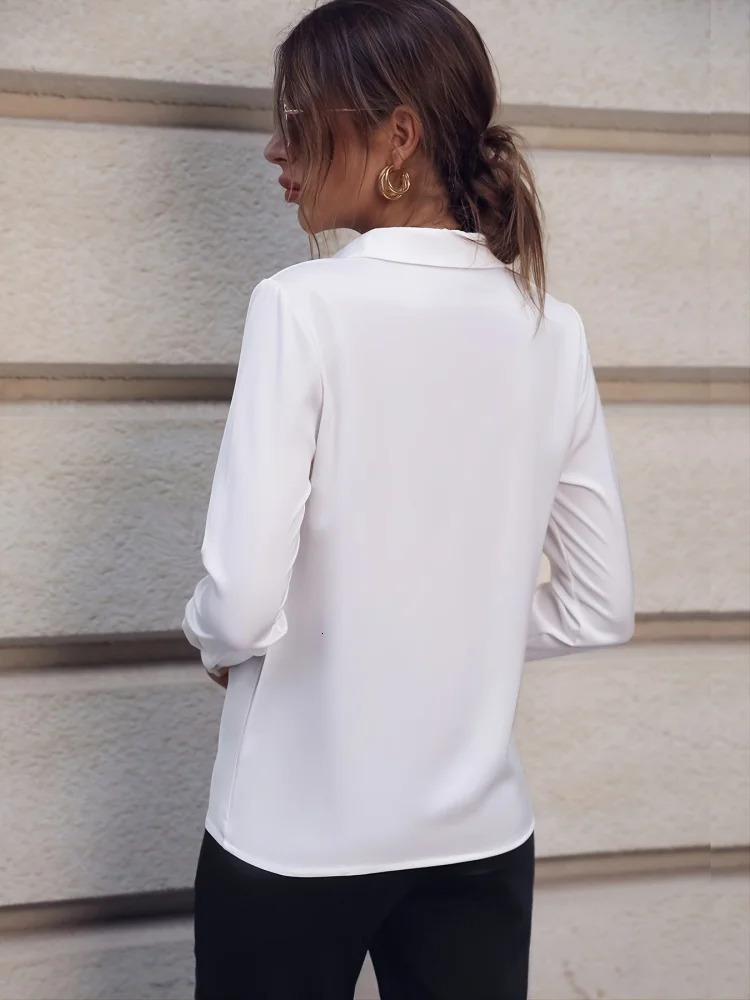 Women Spring Summer Style Blouses Shirts Lady Office OL Style Turndown Collar Long Sleeve Solid Color Blusas Tops DF5000 250909