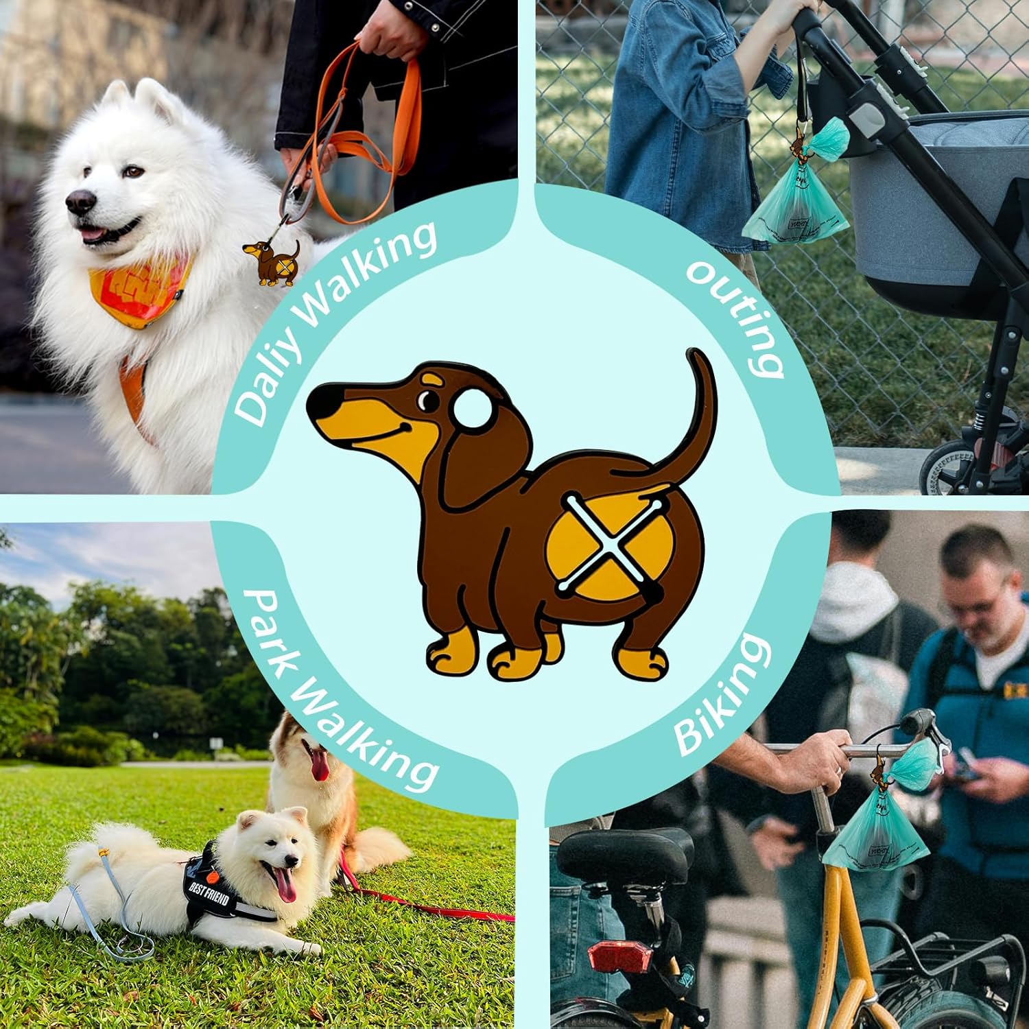 Pet Poop Bag Clip Dog Shit Waste Bag Dispenser dog leash with poop bag holder Cleaning Products For Pets When Going Out Pet Shit Adapter