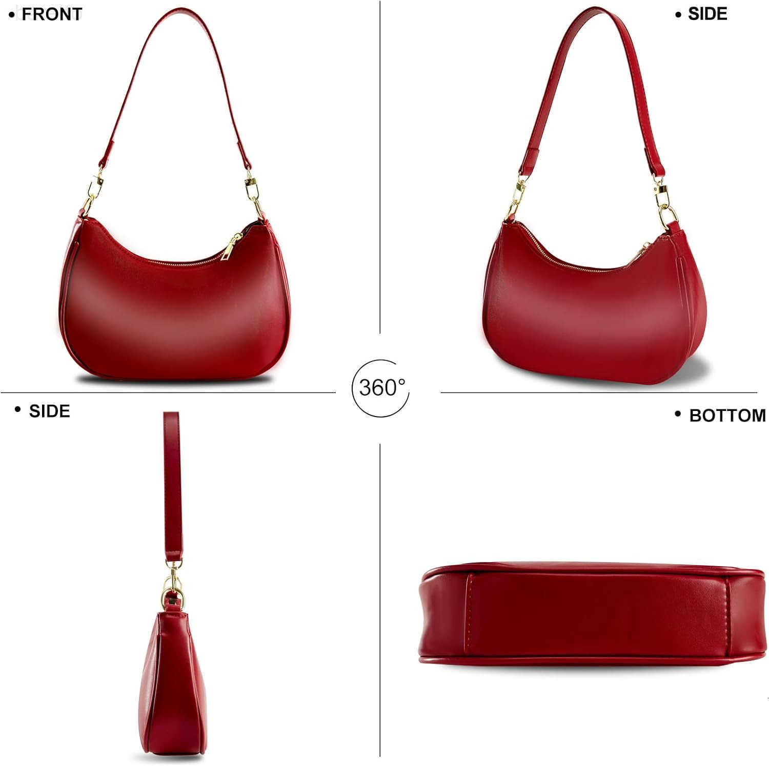Bags for Women Leather Cute Hobo Tote Handbag Under the Arm Purses Mini Clutch Purse with Zipper Closure Z250909