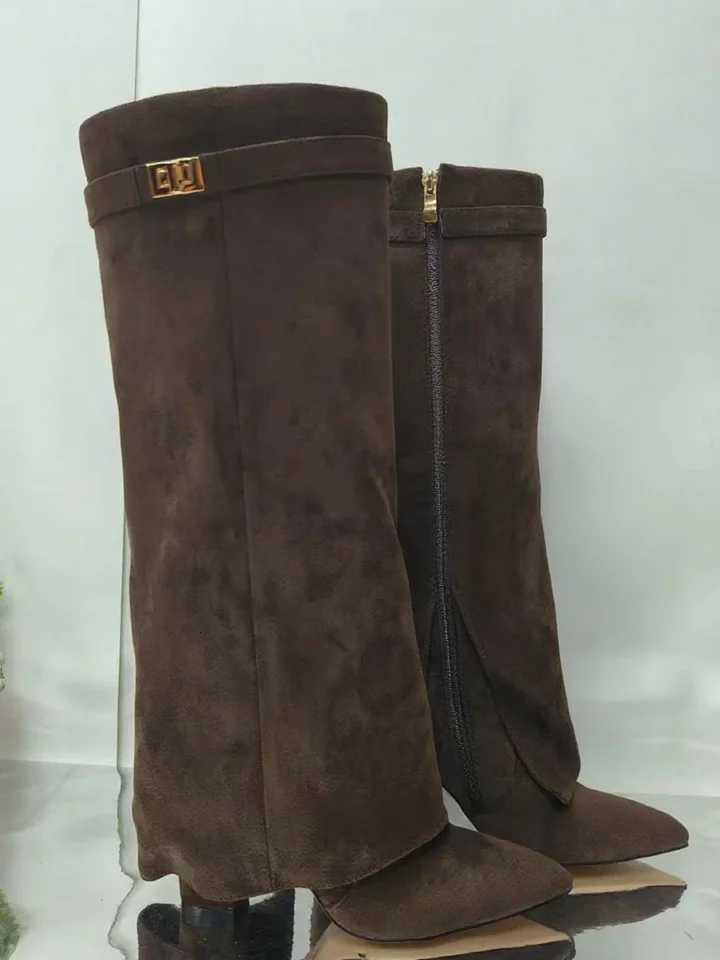 Suede Metal Decoration Frouser Boots Sexy Pointed Toe Square Heel New Arrivals Fashion Women Modern Boots Z250909