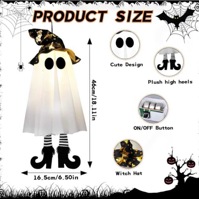 13pcs Halloween LED Light Up Witch Ghost Hanging Horror Ornaments Lamp for Home Outdoor Yard Halloween Party Decoration Gifts H250908